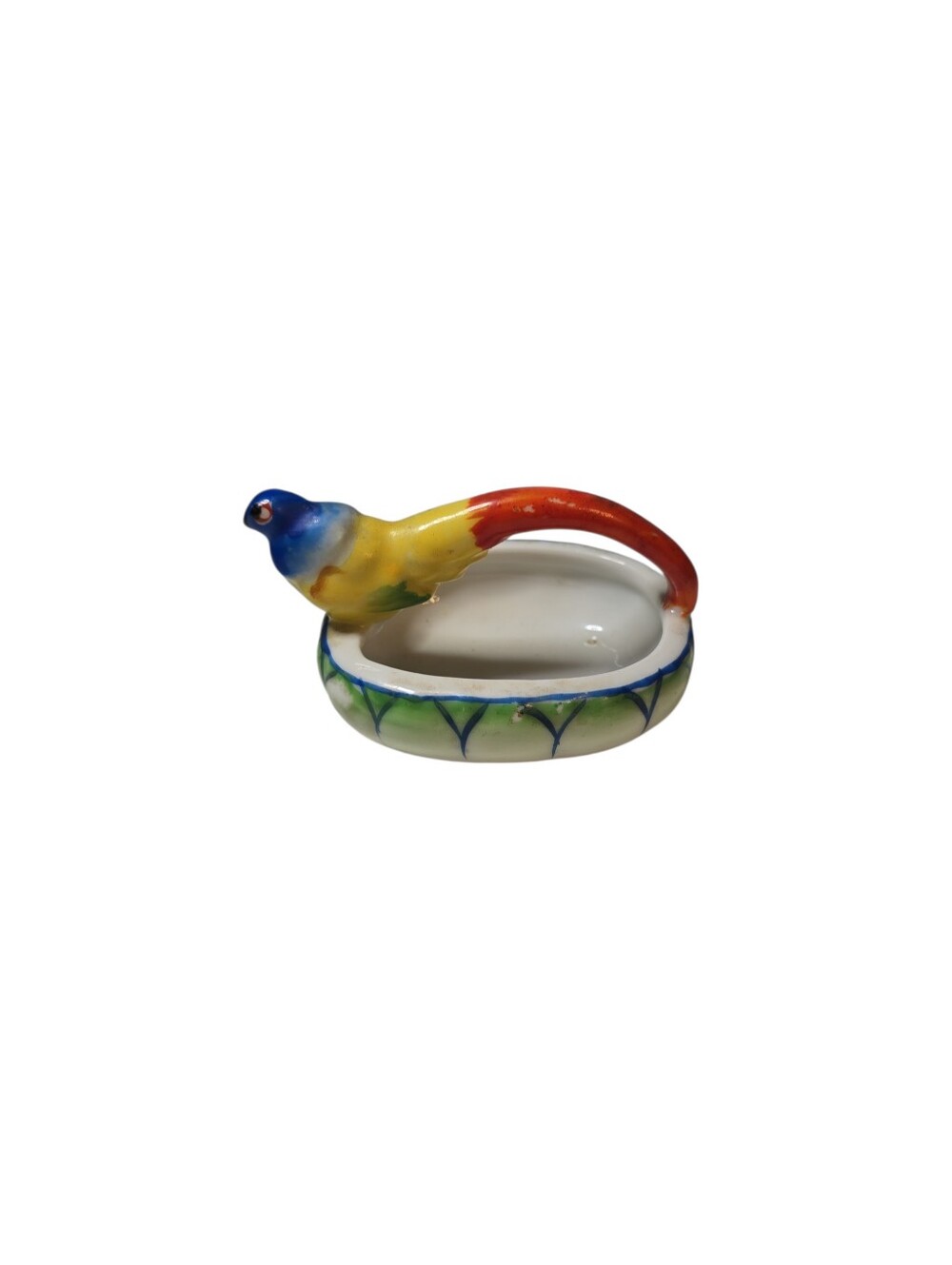 Vintage Occupied Japan Salt Dip Trinket Dish Parrot Handle  Hand Painted *READ*